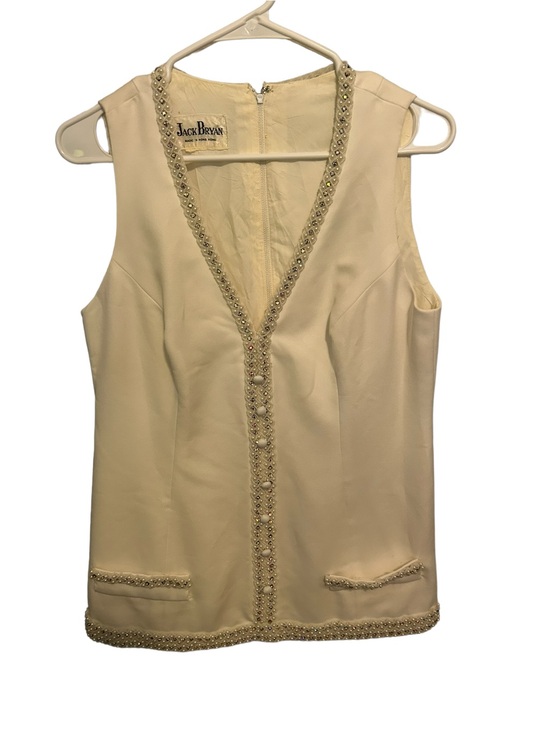 Jack Bryan Tops - Jack Bryan Embellished white cream Sleeveless Vest shirt